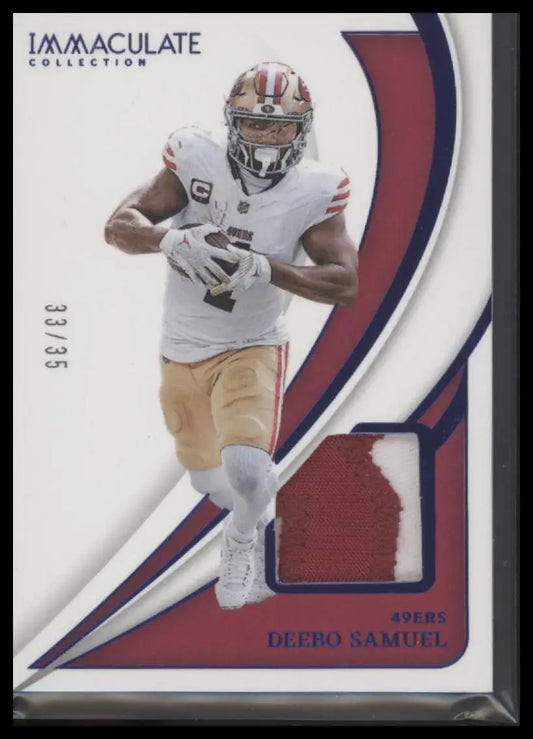 Deebo Samuel Panini Immaculate Collection football trading card with jersey patch