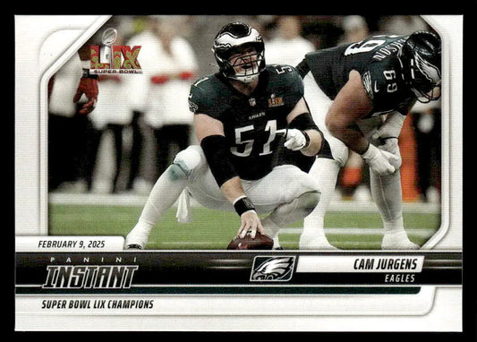 Football trading card of Cam Jurgens from the Eagles Super Bowl LIX Champions series
