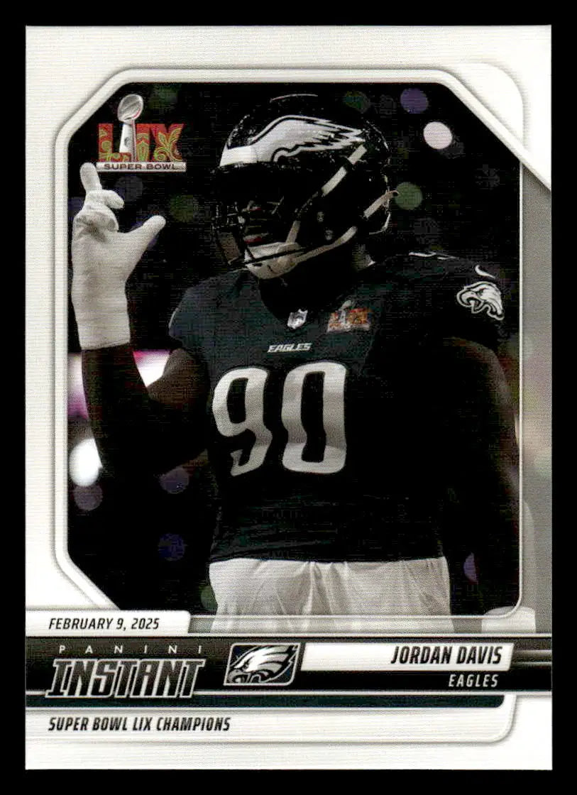 Jordan Davis Eagles Super Bowl LIX Champions trading card from 2024 Panini Instant