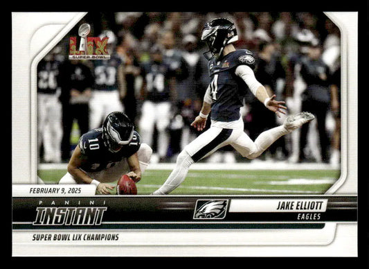 Jake Elliott Eagles Super Bowl LIX Champions trading card from 2024 Panini Instant
