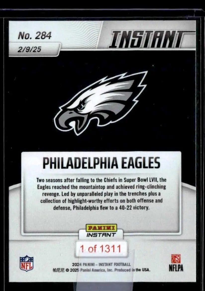 Philadelphia Eagles Panini Instant NFL football card from 2024 Panini Instant NFL series