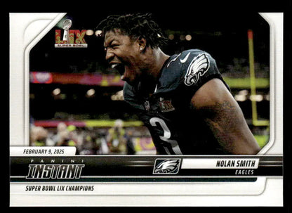 Nolan Smith Super Bowl LIX Champions trading card from Panini Instant Philadelphia Eagles