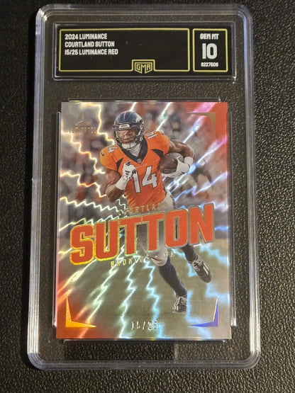 2024 Panini Luminance #19 Courtland Sutton Red GMA 10 #/25 - Trading Card