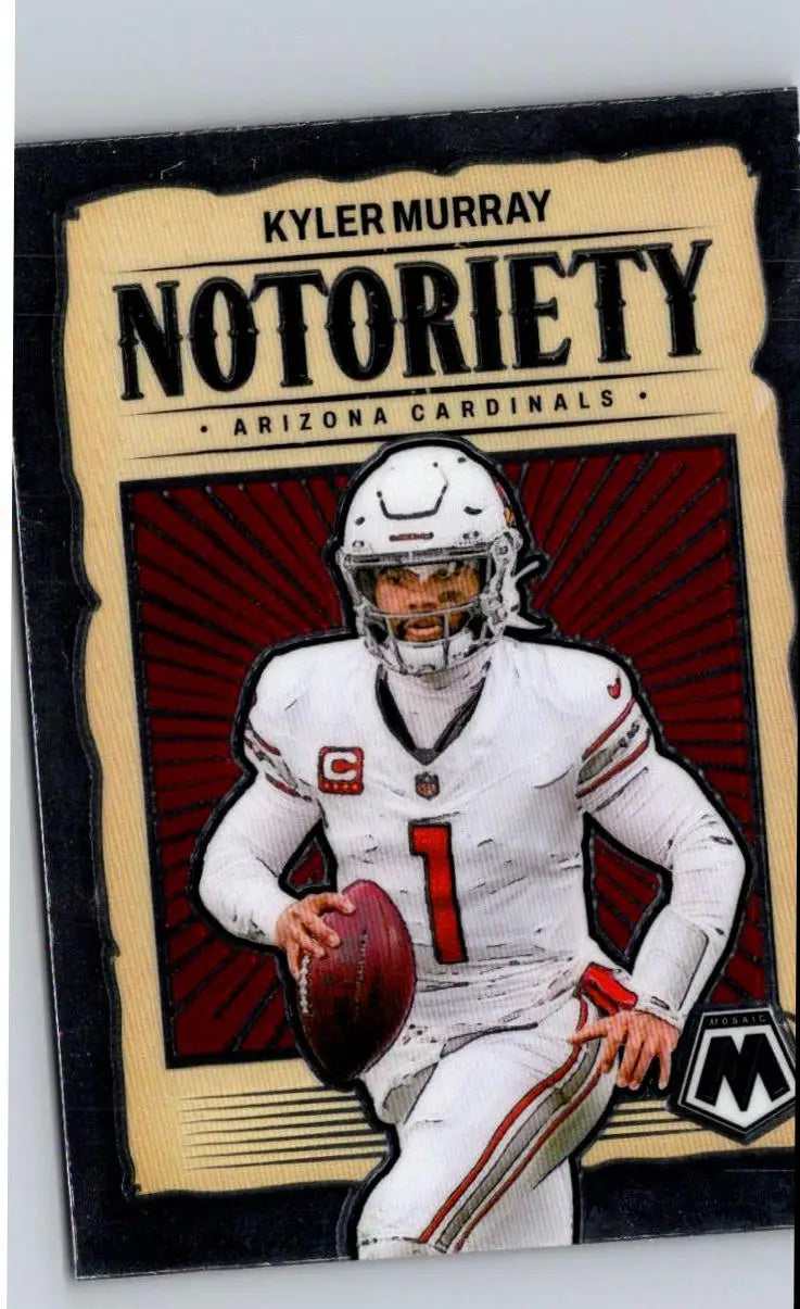 Kyler Murray Notoriety football card from Panini Mosaic featuring Arizona Cardinals player