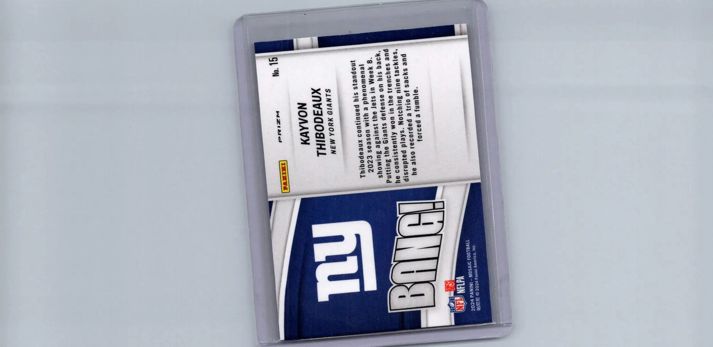 New York Giants Kayvon Thibodeaux Bang Panini Mosaic Green trading card