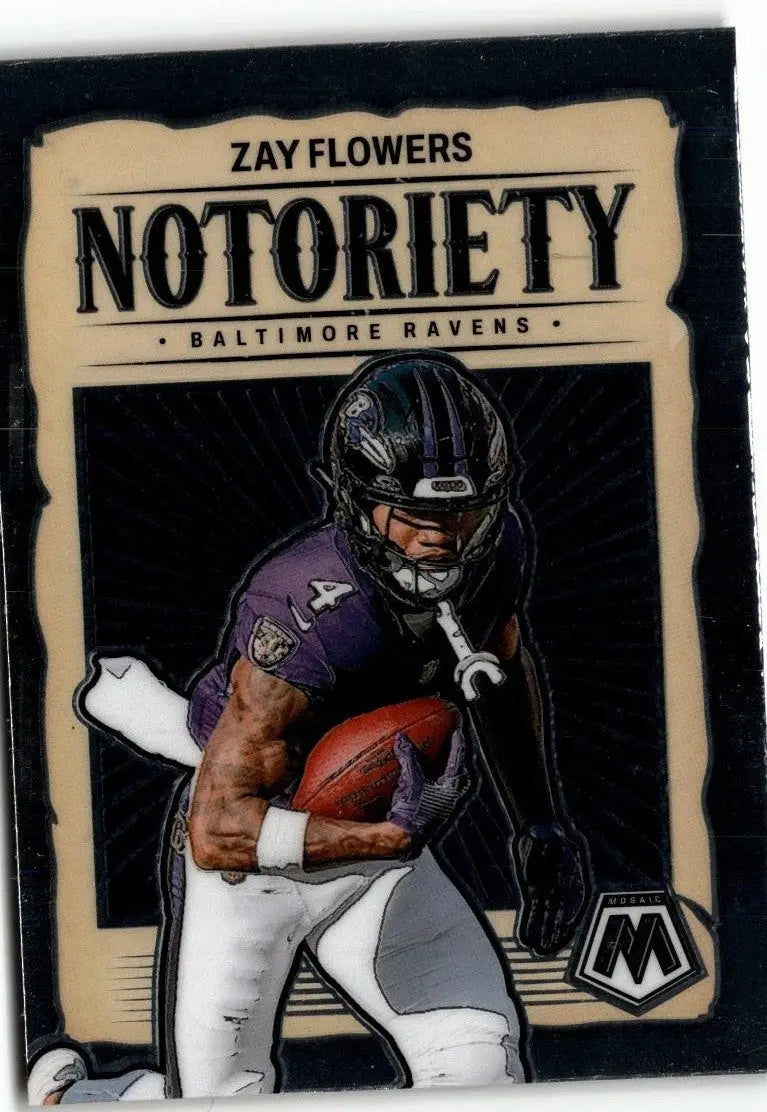 Zay Flowers football card from 2024 Panini Mosaic Notoriety collection