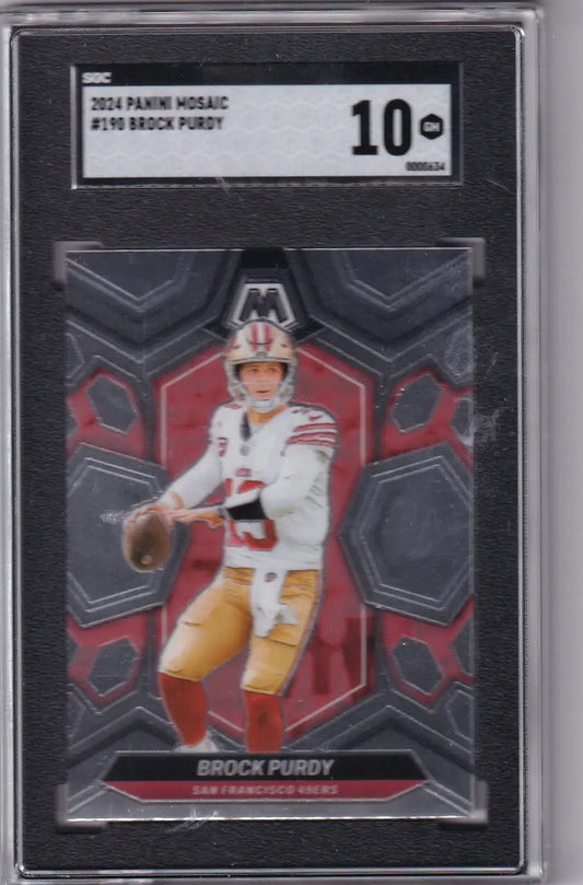 Graded Brock Purdy football card San Francisco 49ers Panini Mosaic SGC 10