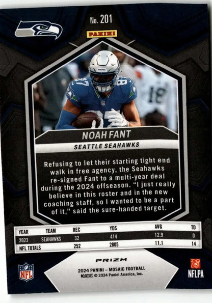 Noah Fant football trading card from 2024 Panini Mosaic series