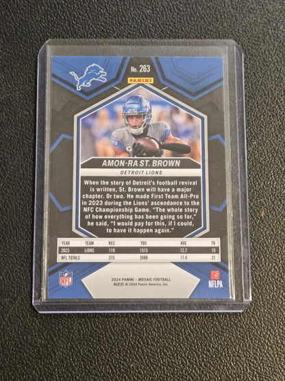 2024 Panini Mosaic Amon-Ra St. Brown football trading card Detroit Lions