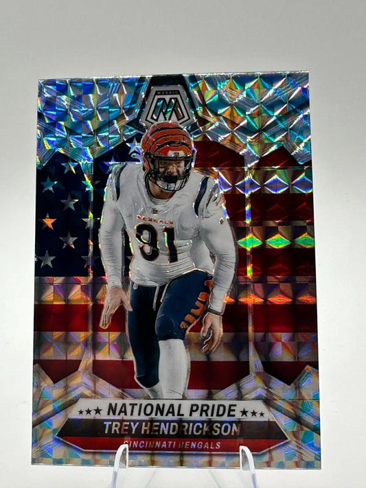 Trey Hendrickson football card from 2024 Panini Mosaic National Pride Bengals edition