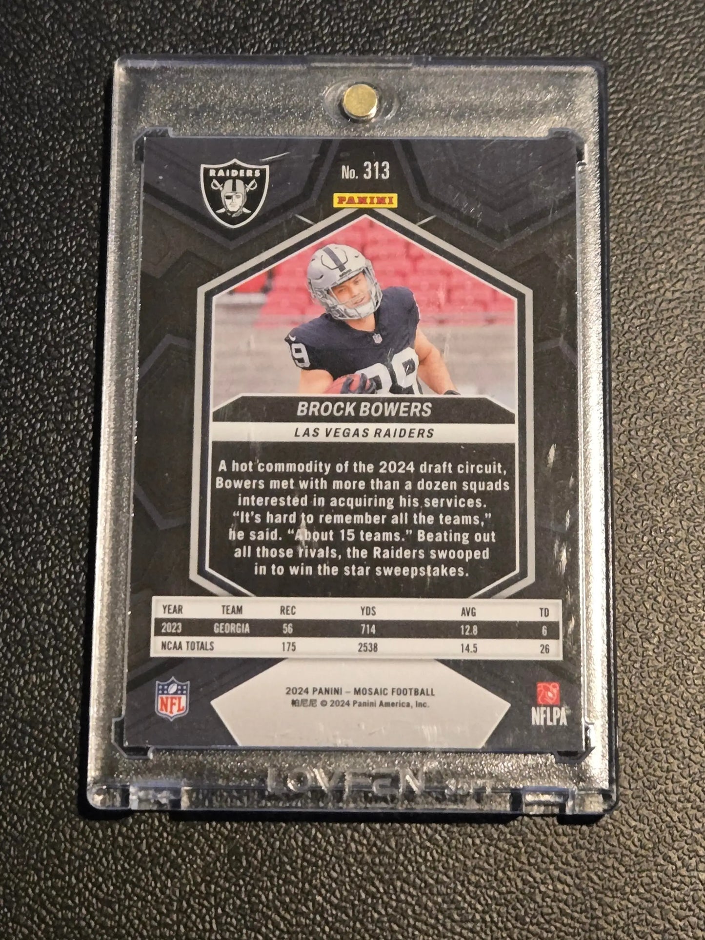 Football trading card of Brock Bowers from 2024 Panini Mosaic series