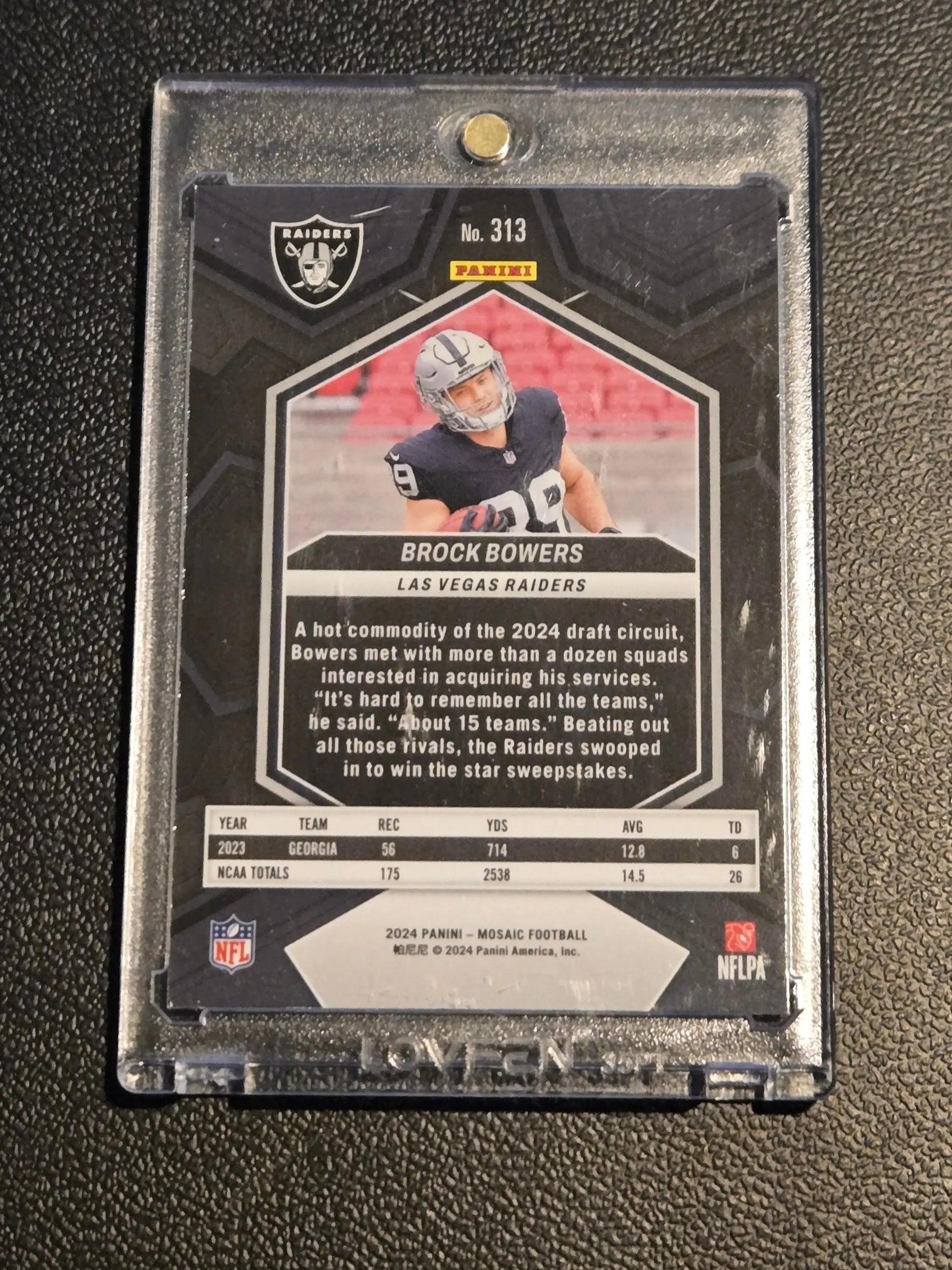 Football trading card of Brock Bowers from 2024 Panini Mosaic series