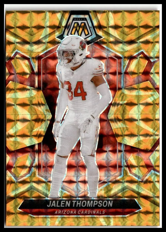 Jalen Thompson football card from 2024 Panini Mosaic with Thompson Mosaic Reactive Yellow