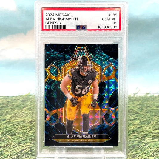Graded Panini Mosaic Alex Highsmith Genesis football card PSA 10 from Pittsburgh Steelers