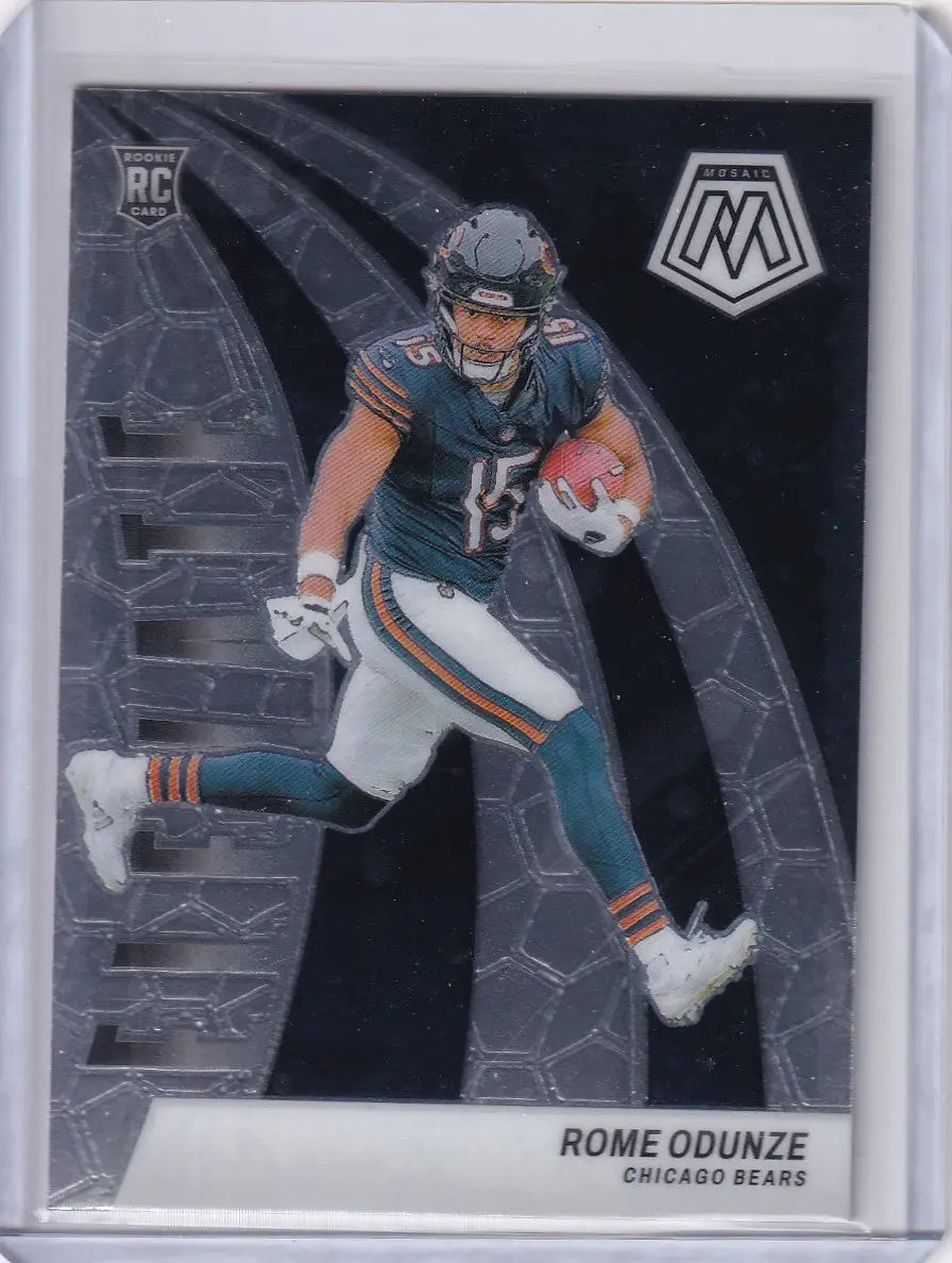 Collectible Panini Mosaic Elevate football card of Rome Odunze in Chicago Bears uniform