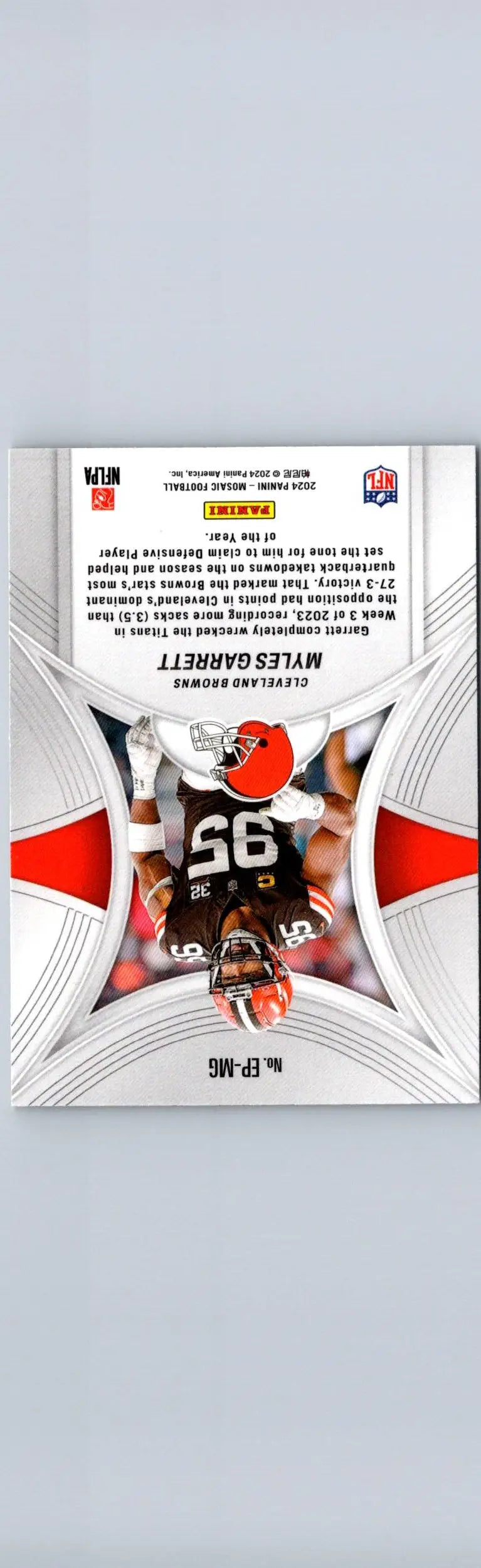 Myles Garrett NFL trading card from 2024 Panini Mosaic Garrett Epic Performers series