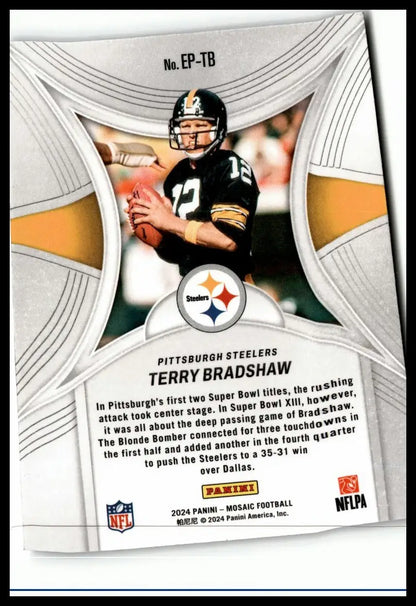 2024 Panini Mosaic Terry Bradshaw Epic Performers football trading card Steelers