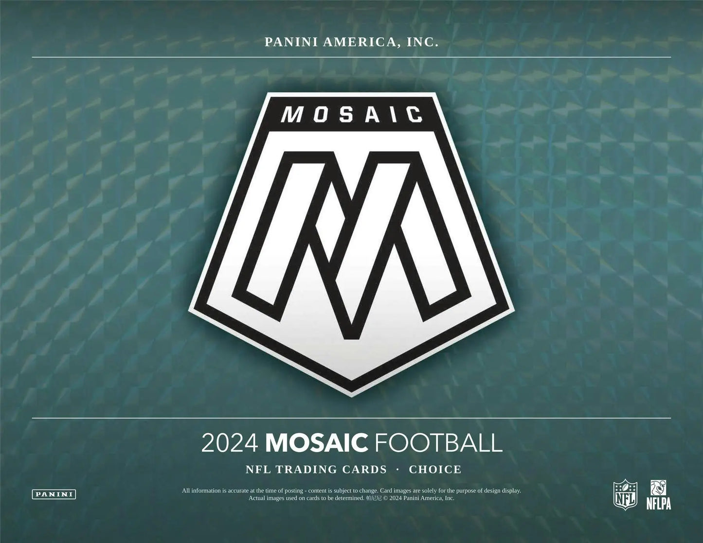 Mosaic Football trading card box featuring two Choice Rookies from 2024 Panini Mosaic Football Choice