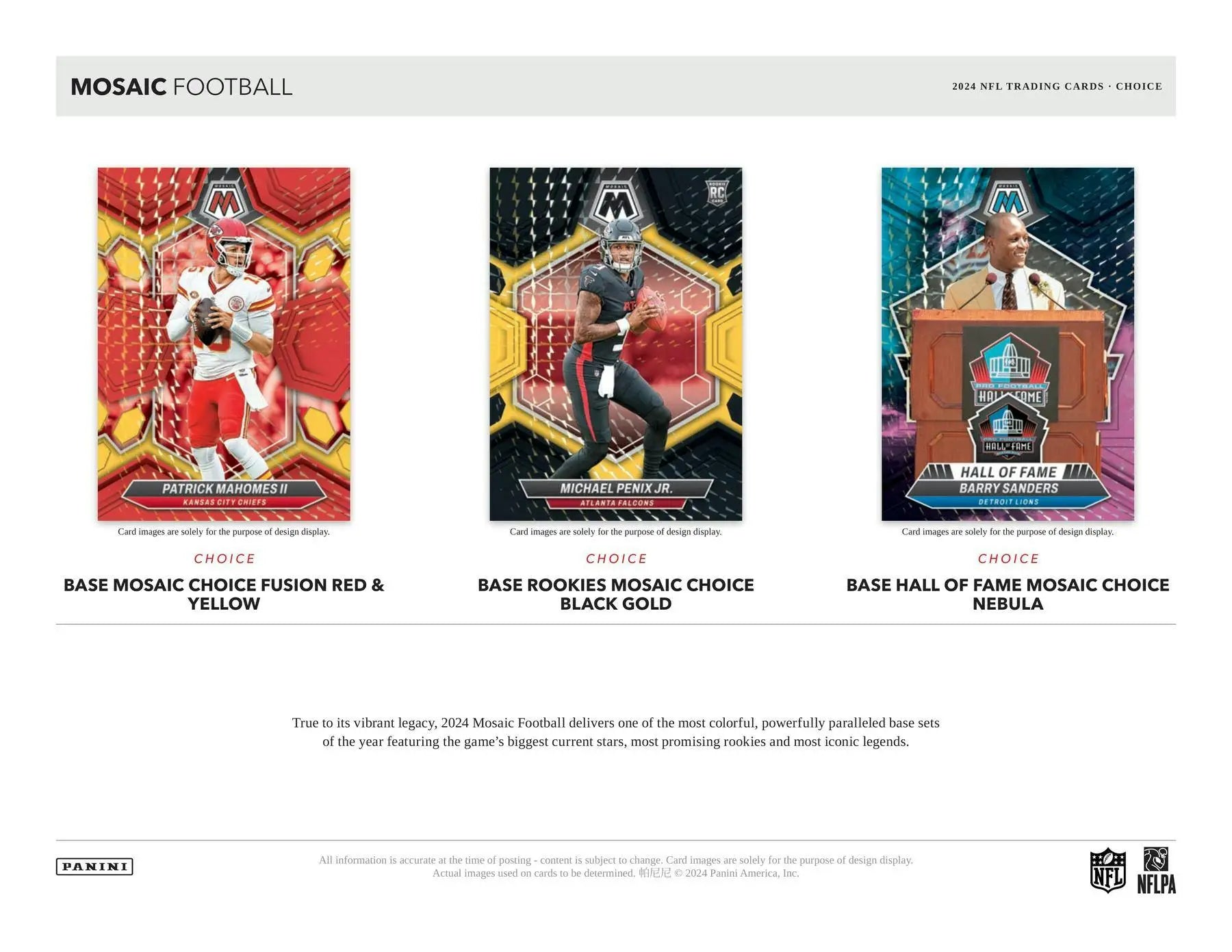 Mosaic Football trading cards featuring two choice rookies from the 2024 Panini Mosaic Football Choice Box