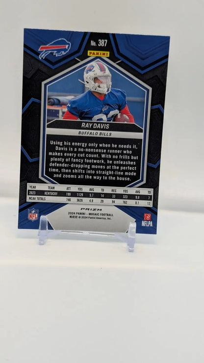 Ray Davis football card from 2024 Panini Mosaic, Buffalo Bills Rookie Silver Prizm