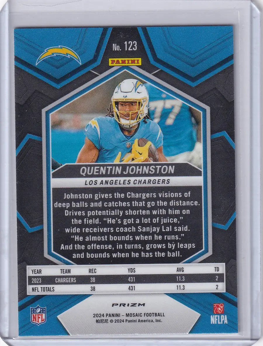 2024 Panini Mosaic Green Reactive #123 Quentin Johnston - Los Angeles Chargers - Sports Trading Card