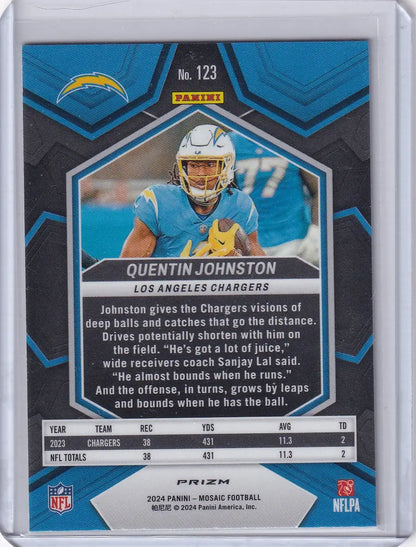 2024 Panini Mosaic Green Reactive #123 Quentin Johnston - Los Angeles Chargers - Sports Trading Card