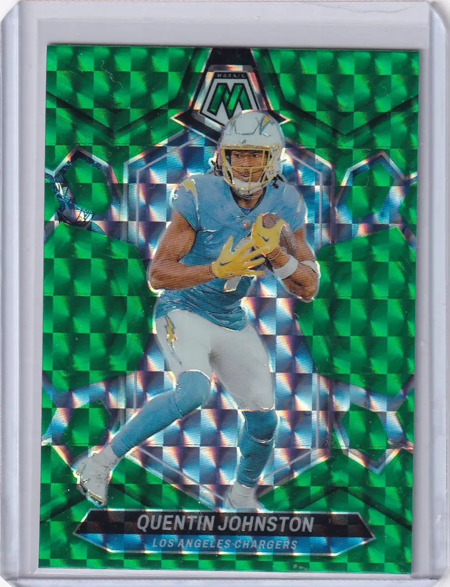 2024 Panini Mosaic Green Reactive #123 Quentin Johnston - Los Angeles Chargers - Sports Trading Card