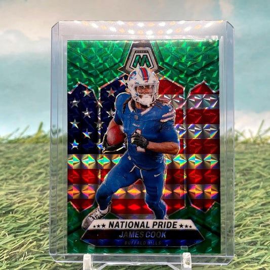 James Cook Buffalo Bills National Pride football card Green Mosaic Prizm 2024 Panini Mosaic