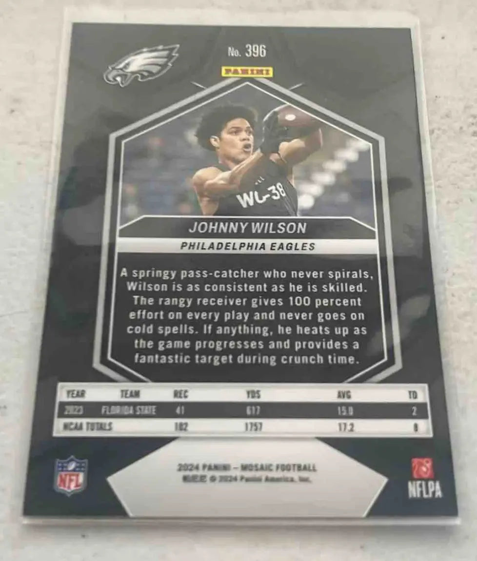 Johnny Wilson Silver Panini Mosaic Johnny Eagles football trading card image