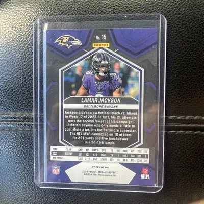 Lamar Jackson Baltimore Ravens 2024 Panini Mosaic Green Mosaic Prizm trading card