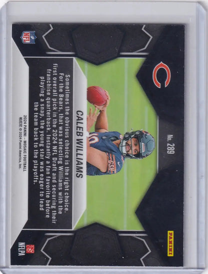 Caleb Williams 2024 Panini Mosaic NFL Debut trading card in mosaic NFL debut series