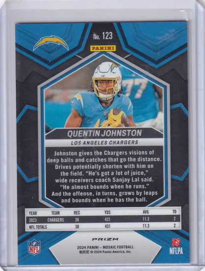2024 Panini Mosaic Red Reactive #123 Quentin Johnston - Los Angeles Chargers - Trading Card