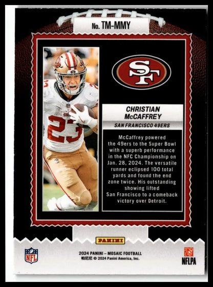 Christian McCaffrey 2024 Panini Mosaic football trading card from McCaffrey Touchdown Masters series