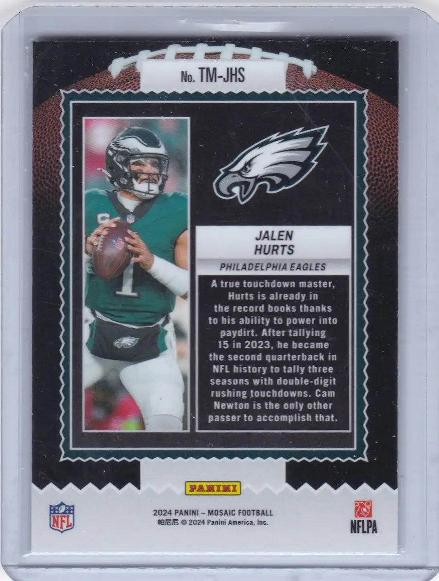 Jalen Hurts 2024 Panini Mosaic Touchdown Masters football card in mosaic touchdown style