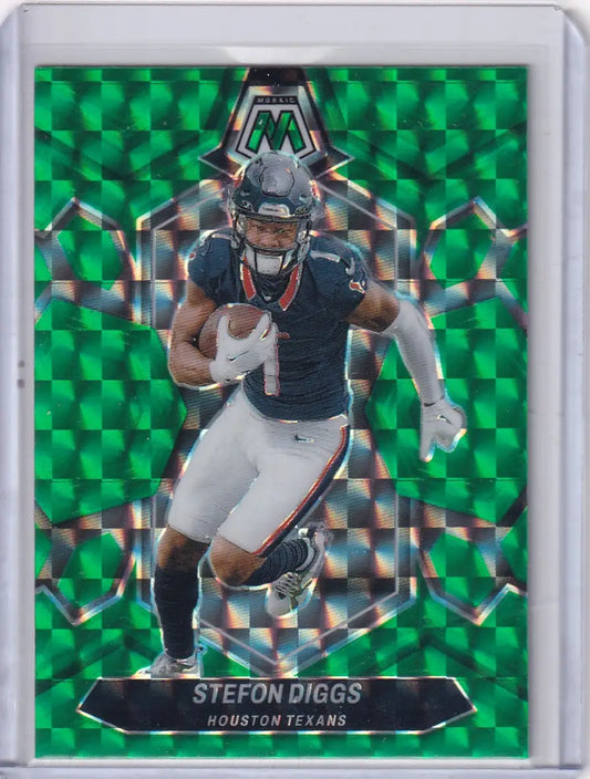 Panini Mosiac Prizm Green football trading card featuring Stefon Diggs of the Houston Texans