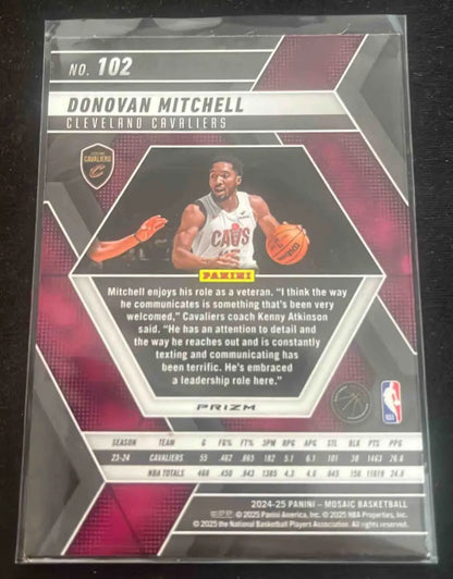 Donovan Mitchell Cleveland Cavaliers basketball trading card 2024 Panini Mosiac Silver Prism