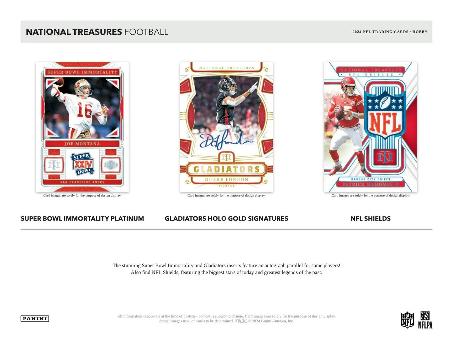 Three collectible football trading cards featuring NFL shield and rookie patch autographs