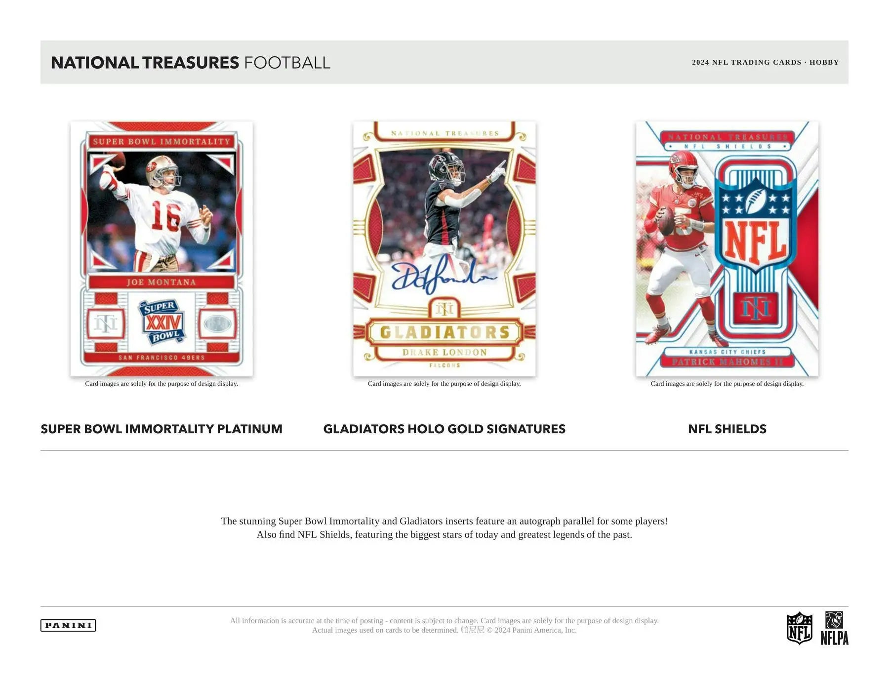 Three collectible football trading cards featuring NFL shield and rookie patch autographs