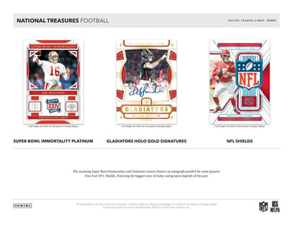 Three collectible football trading cards featuring NFL shield and rookie patch autographs