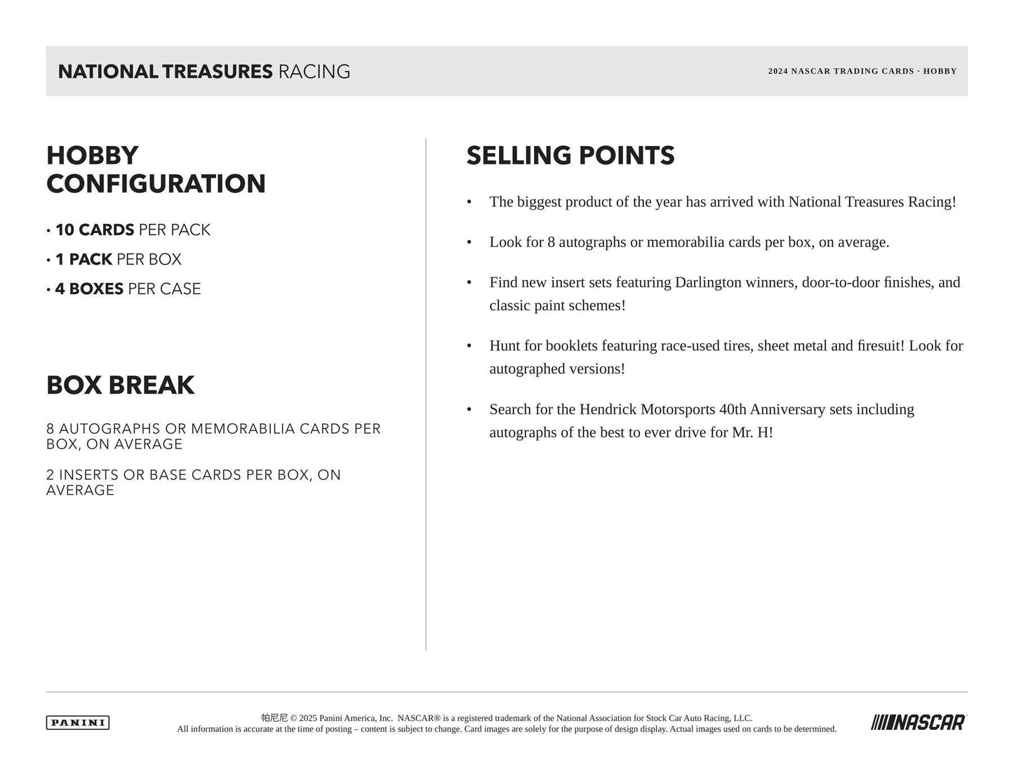 2024 Panini National Treasures Racing Hobby Box