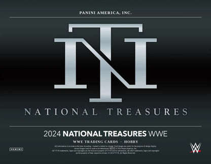 2024 Panini National Treasures WWE Wrestling Hobby Box featuring 2024 National Treasures memorabilia cards