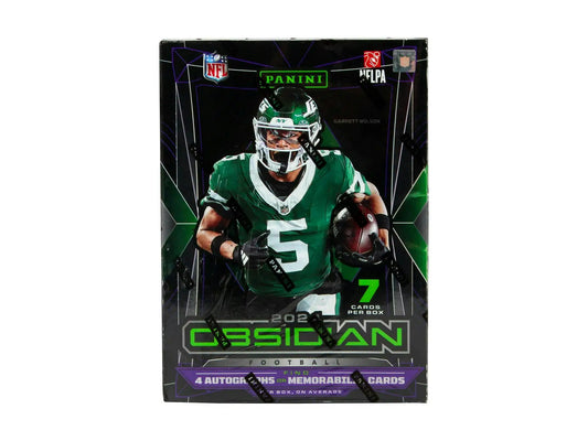 2022 Panini Obsidian Football box showcasing rare cards from Panini Obsidian Football series