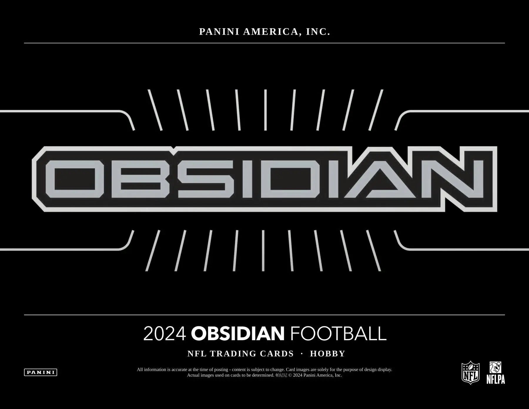 Obsidian football trading card design from the 2024 Panini Obsidian Football Hobby Box