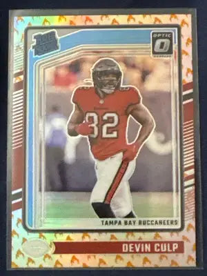 Football trading card of Devin Culp Tampa Bay Buccaneers 2024 Panini Optic case hit emoji SSP