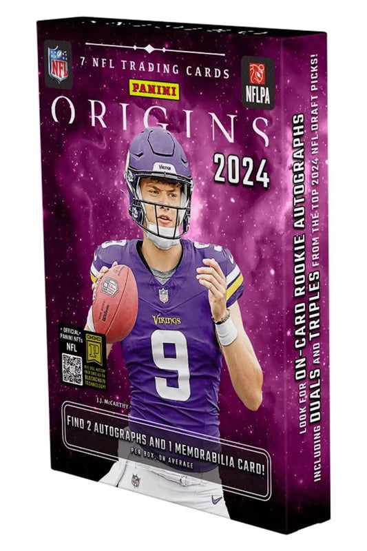 2024 Panini Origins Football Hobby Box featuring Origins football’s blank slate trading cards
