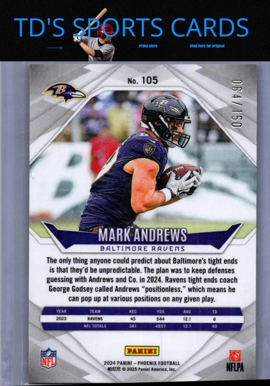2024 Panini Phoenix Mark Andrews NFL Shield football card #105 limited edition