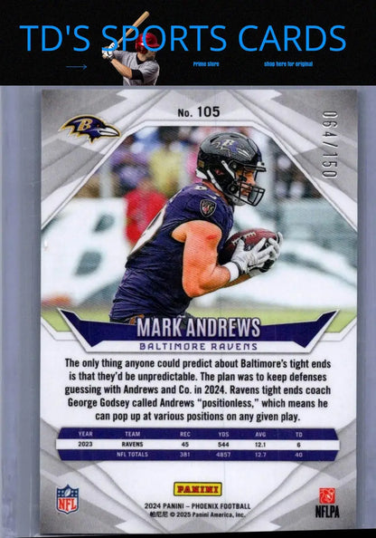 2024 Panini Phoenix Mark Andrews NFL Shield football card #105 limited edition