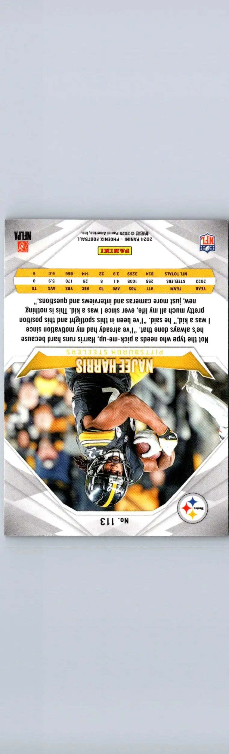 Najee Harris football card from 2024 Panini Phoenix series featuring Najee Harris spotlight
