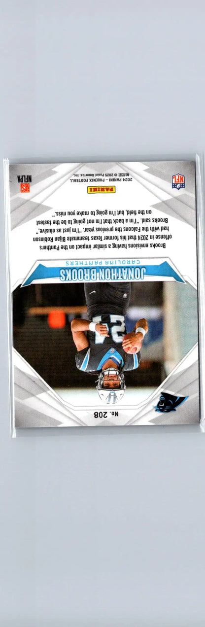 Football trading card featuring Jonathon Brooks from 2024 Panini Phoenix collection