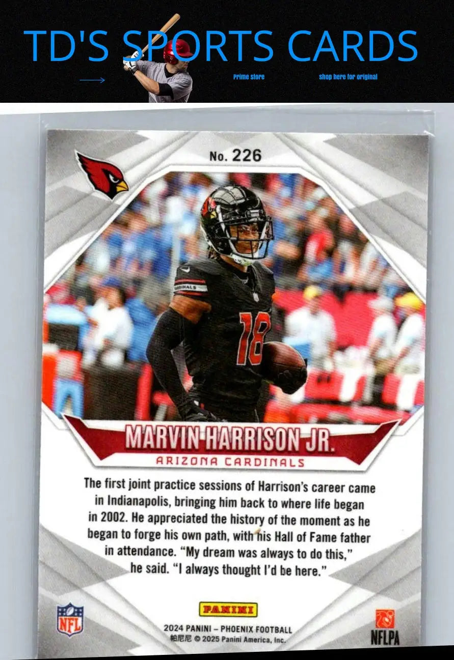 Marvin Harrison Jr. Arizona Cardinals football card from 2024 Panini Phoenix series